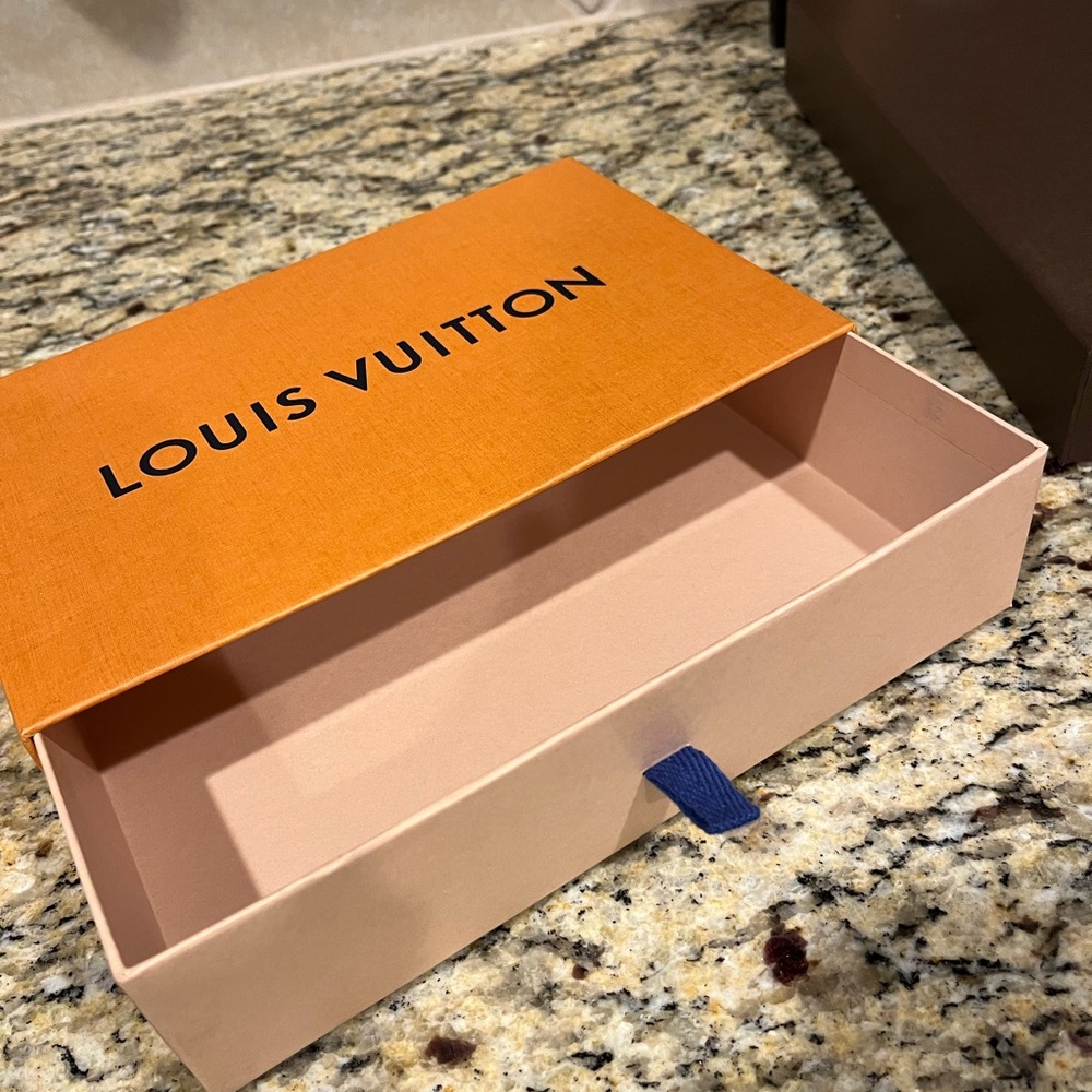 Louis Vuitton Orange and Cream Box with Blue Tab